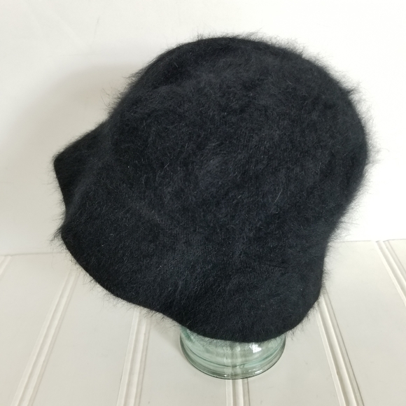 Bucket Hat Black Angora Rabbit Fur Winter Streetwear - Picture 4 of 12